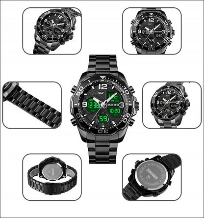 Vyriškas laikrodis SKMEI apyrankė sidabrinis juodas auksas