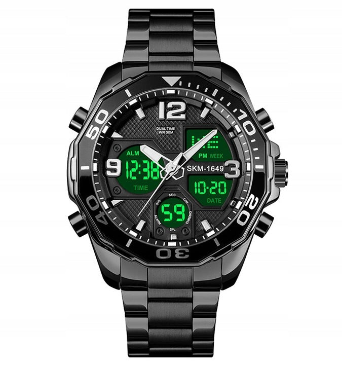 Vyriškas laikrodis SKMEI apyrankė sidabrinis juodas auksas