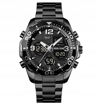 Vyriškas laikrodis SKMEI apyrankė sidabrinis juodas auksas