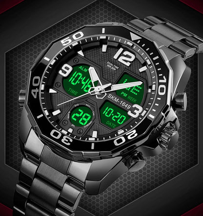 Vyriškas laikrodis SKMEI apyrankė sidabrinis juodas auksas