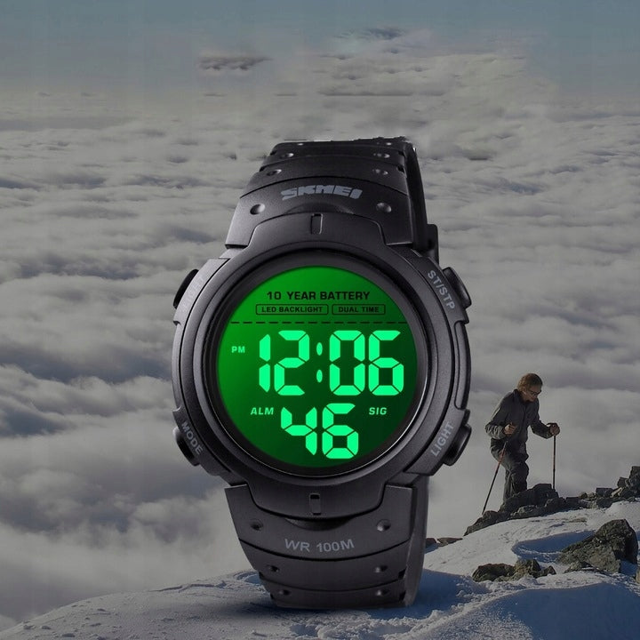 Vyriškas laikrodis / elektroninis / daugiafunkcis / armijos žalias / juodas