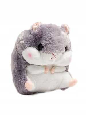 Rinkinys 3in1 Antklodė-Masiuotė Hamsteris Pilkas Minkštas Žaislas Pliušinis Pagalvėlė Antklodėlė 2in1