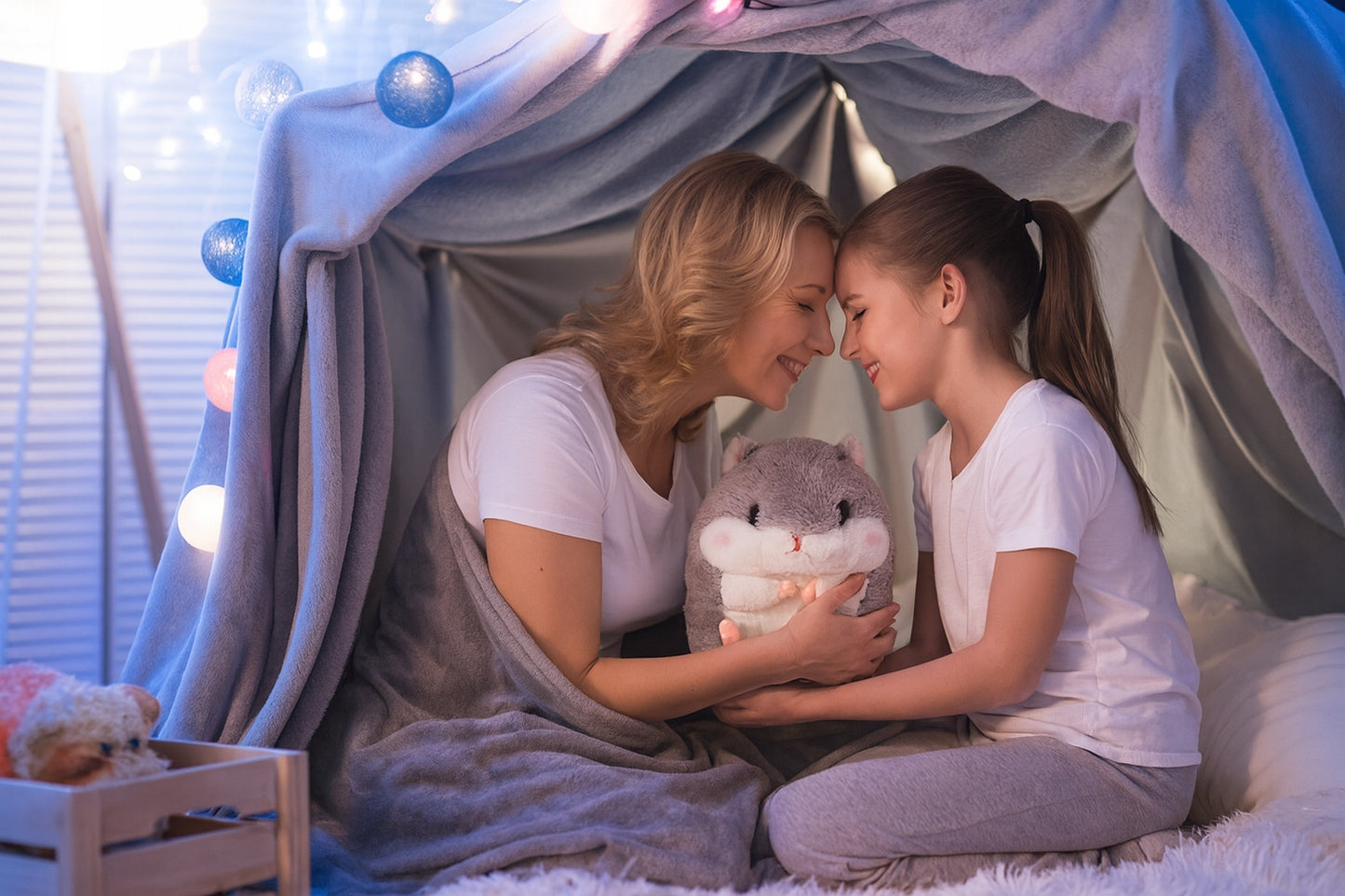 Rinkinys 3in1 Antklodė-Masiuotė Hamsteris Pilkas Minkštas Žaislas Pliušinis Pagalvėlė Antklodėlė 2in1