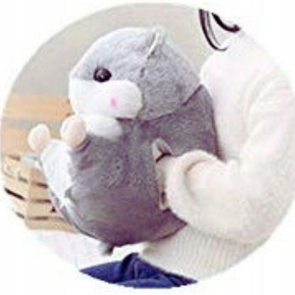 Rinkinys 3in1 Antklodė-Masiuotė Hamsteris Pilkas Minkštas Žaislas Pliušinis Pagalvėlė Antklodėlė 2in1