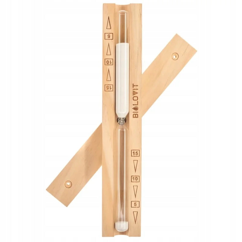 Saunos reikmenų rinkinys: Kibiras, Termometras, Smėlio laikrodis, Kaušas, Mėtų kvapas, 7 vnt.