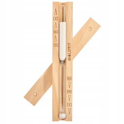 Saunos reikmenų rinkinys: Kibiras, Termometras, Smėlio laikrodis, Kaušas, Mėtų kvapas, 7 vnt.