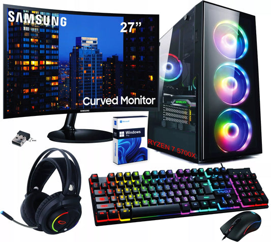 Kompiuterio rinkinys, skirtas žaidimams, su Ryzen 7|RTX5070|32GB|1000GB|27" LED|Win11