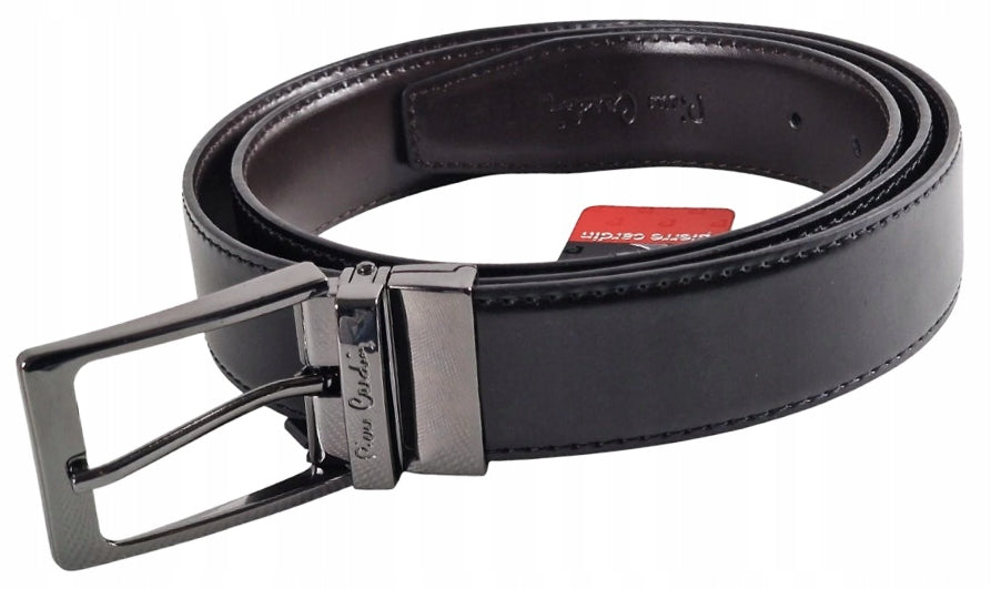 Vyriškas odinis rinkinys Pierre Cardin – odinis diržas ir piniginė. DOVANA.