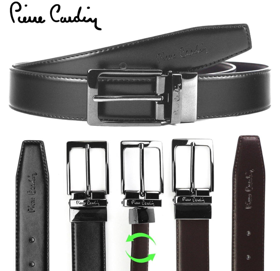 Vyriškas odinis rinkinys Pierre Cardin – odinis diržas ir piniginė. DOVANA.