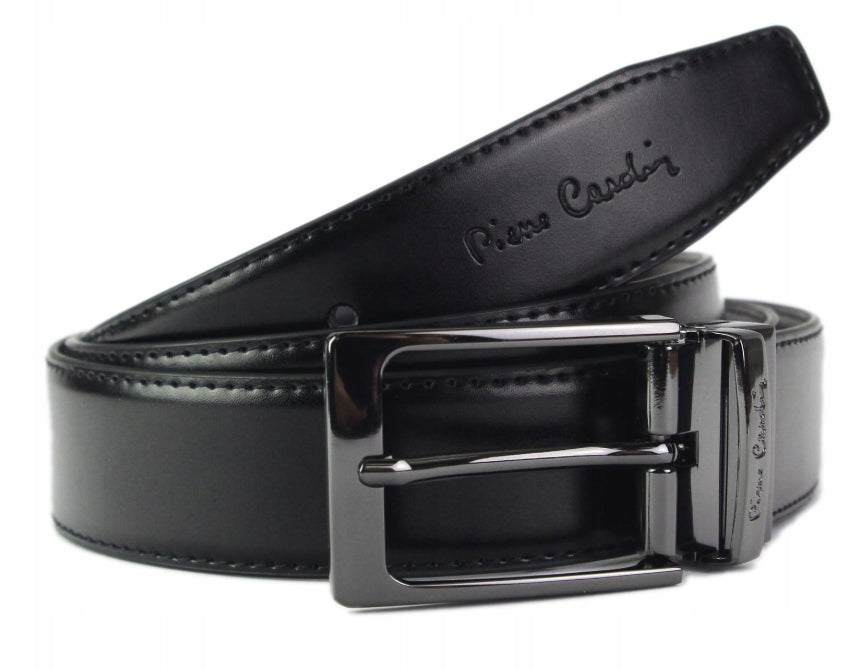 Vyriškas odinis rinkinys Pierre Cardin – odinis diržas ir piniginė. DOVANA.