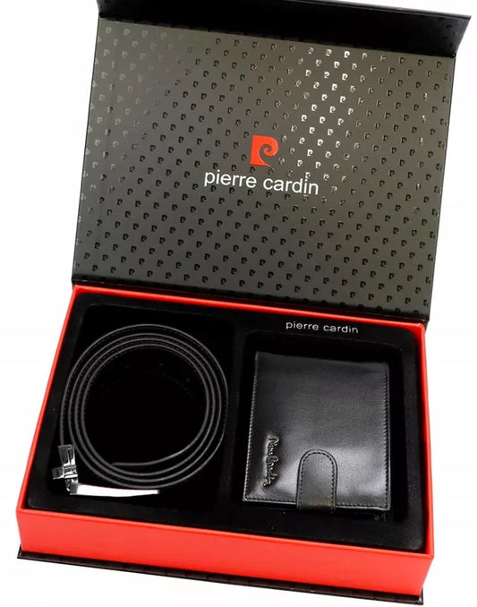 Vyriškas odinis rinkinys Pierre Cardin – odinis diržas ir piniginė