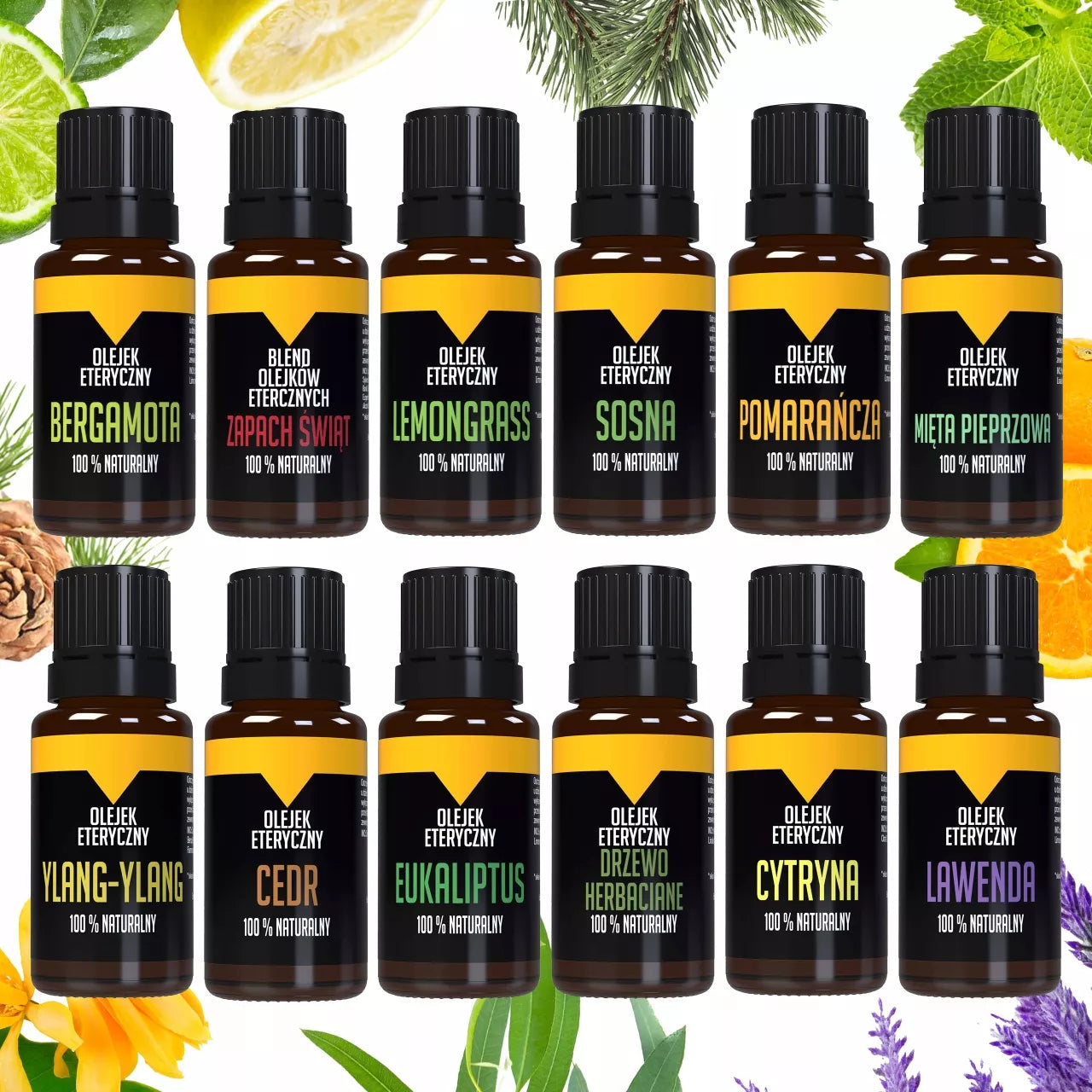 Aukščiausios kokybės aliejų rinkinys 12x10ml aromaterapijai, drėkintuvui, pirčiai, voniai