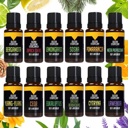 Aukščiausios kokybės aliejų rinkinys 12x10ml aromaterapijai, drėkintuvui, pirčiai, voniai