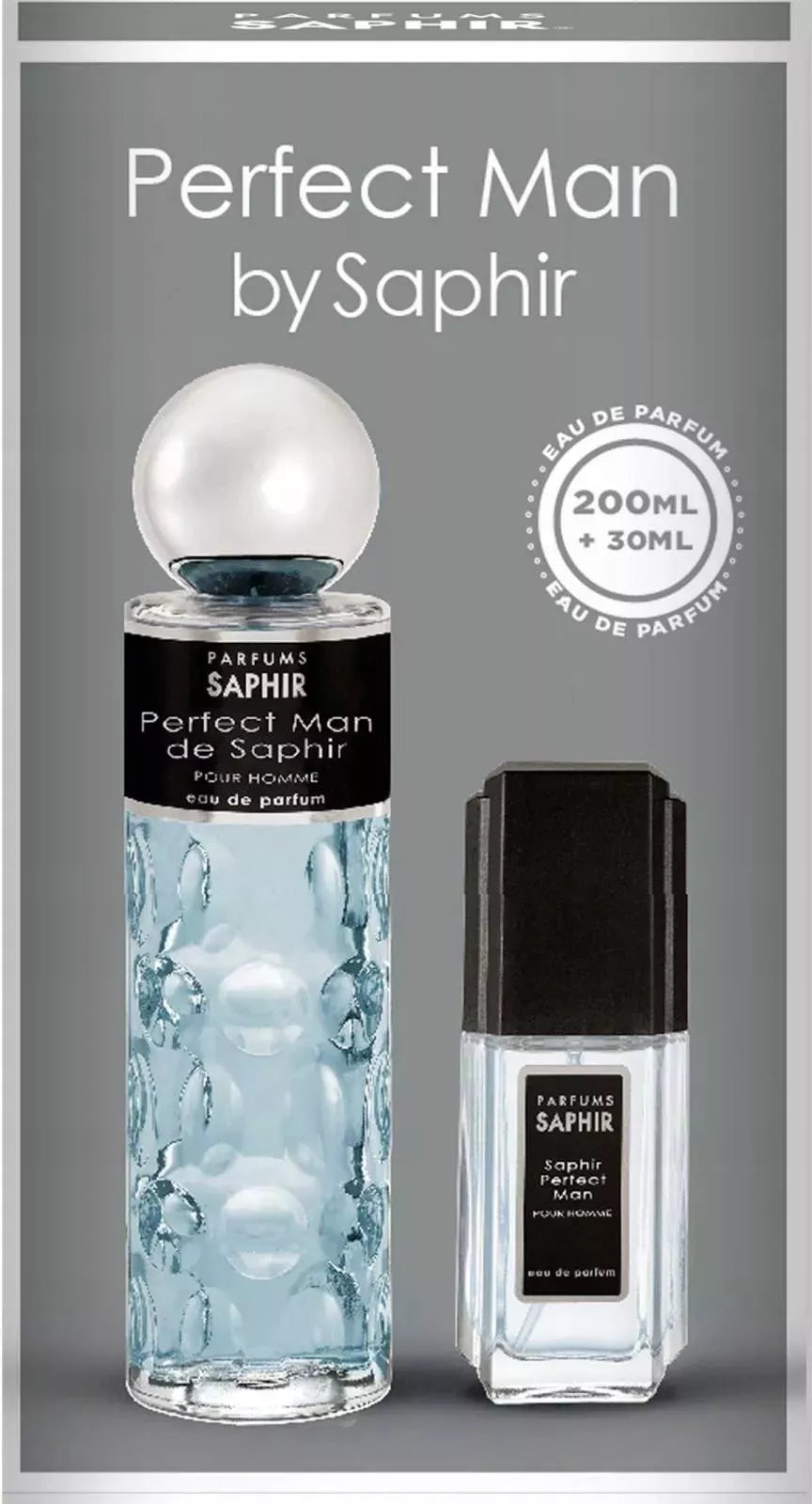 „Saphir Perfect Man“ vyriškas rinkinys, citrusinių vaisių kvapo, 200 ml + 30 ml EDP, dovanai