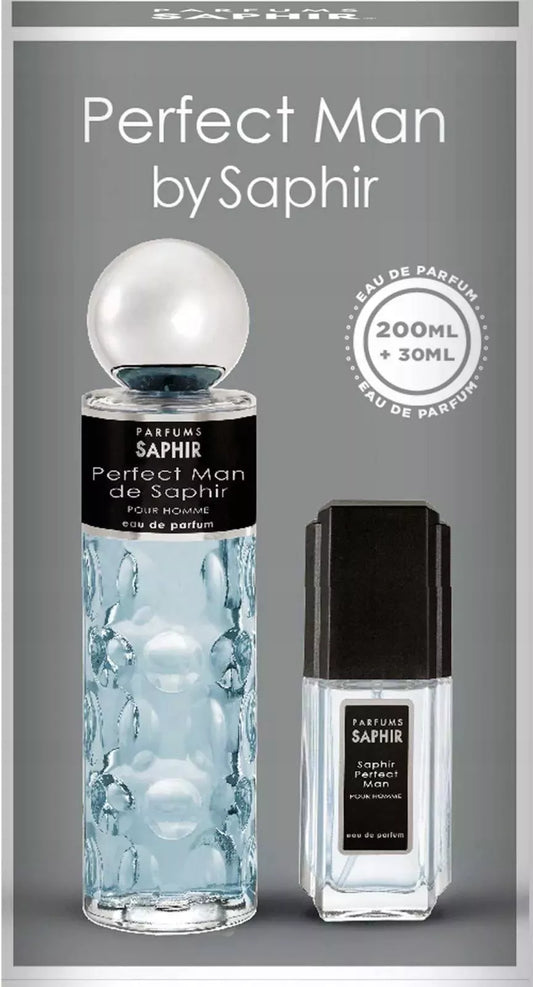 „Saphir Perfect Man“ vyriškas rinkinys, citrusinių vaisių kvapo, 200 ml + 30 ml EDP, dovanai