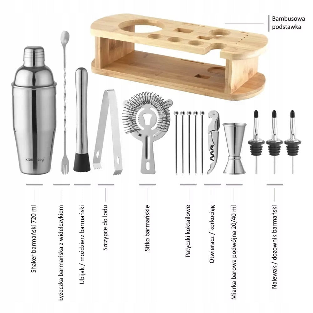 Barmeno Rinkinys Shaker, 16 Elementų, Sidabrinis