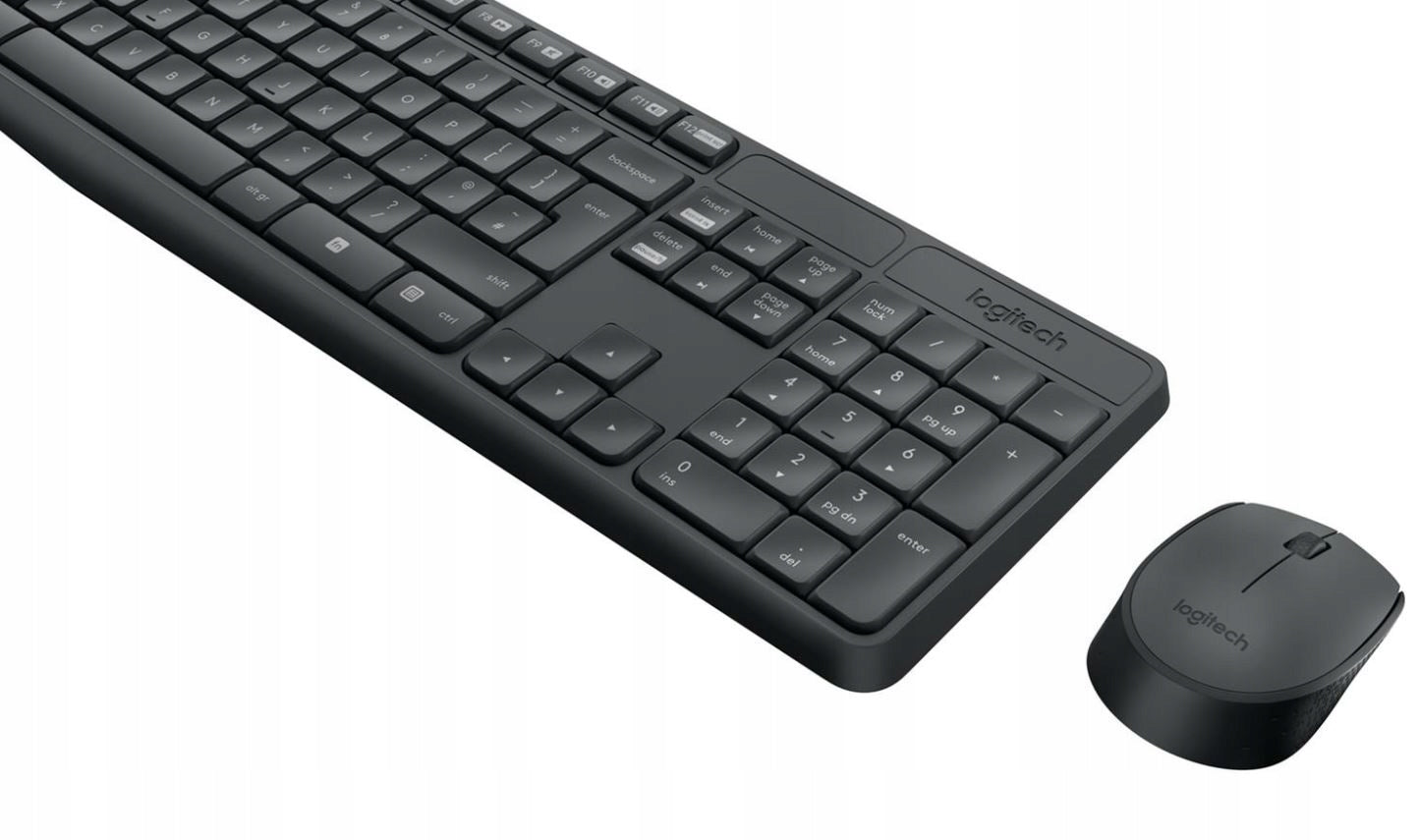 Belaidis rinkinys Logitech MK235 klaviatūra ir pelė, pilkas, biurui
