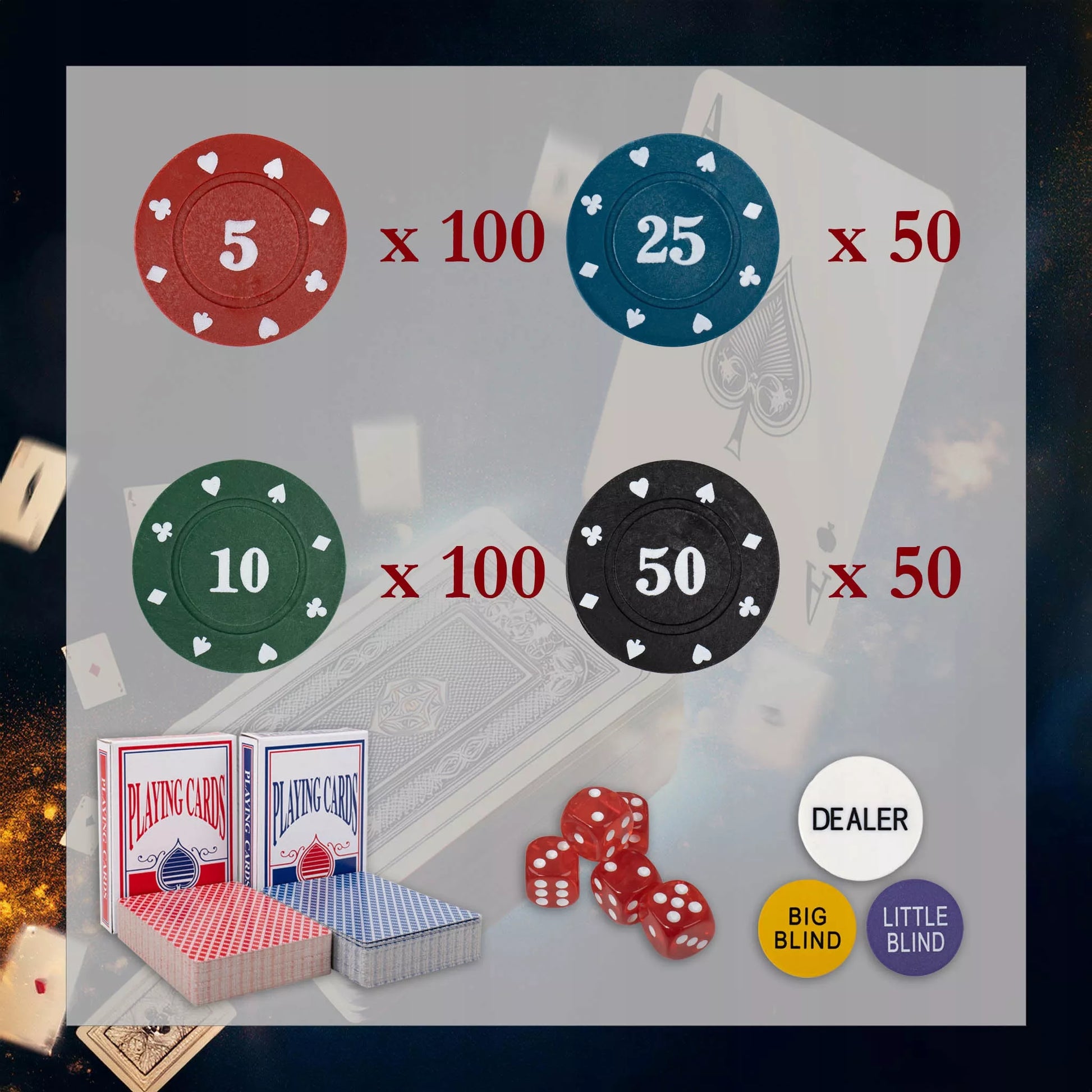 Pokerio rinkinys 300 žetonų su lagaminu