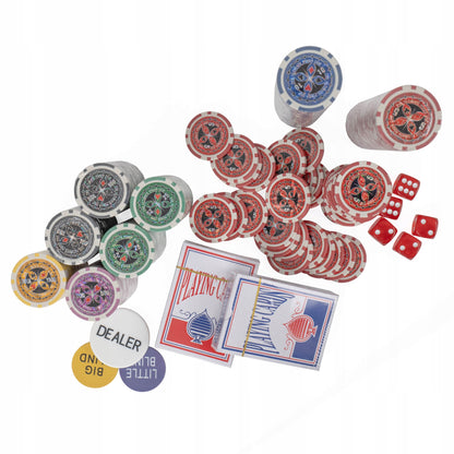 Premium Pokerio Rinkinys | 300 Žetonų, Lagaminas, Kortos, Kauliukai