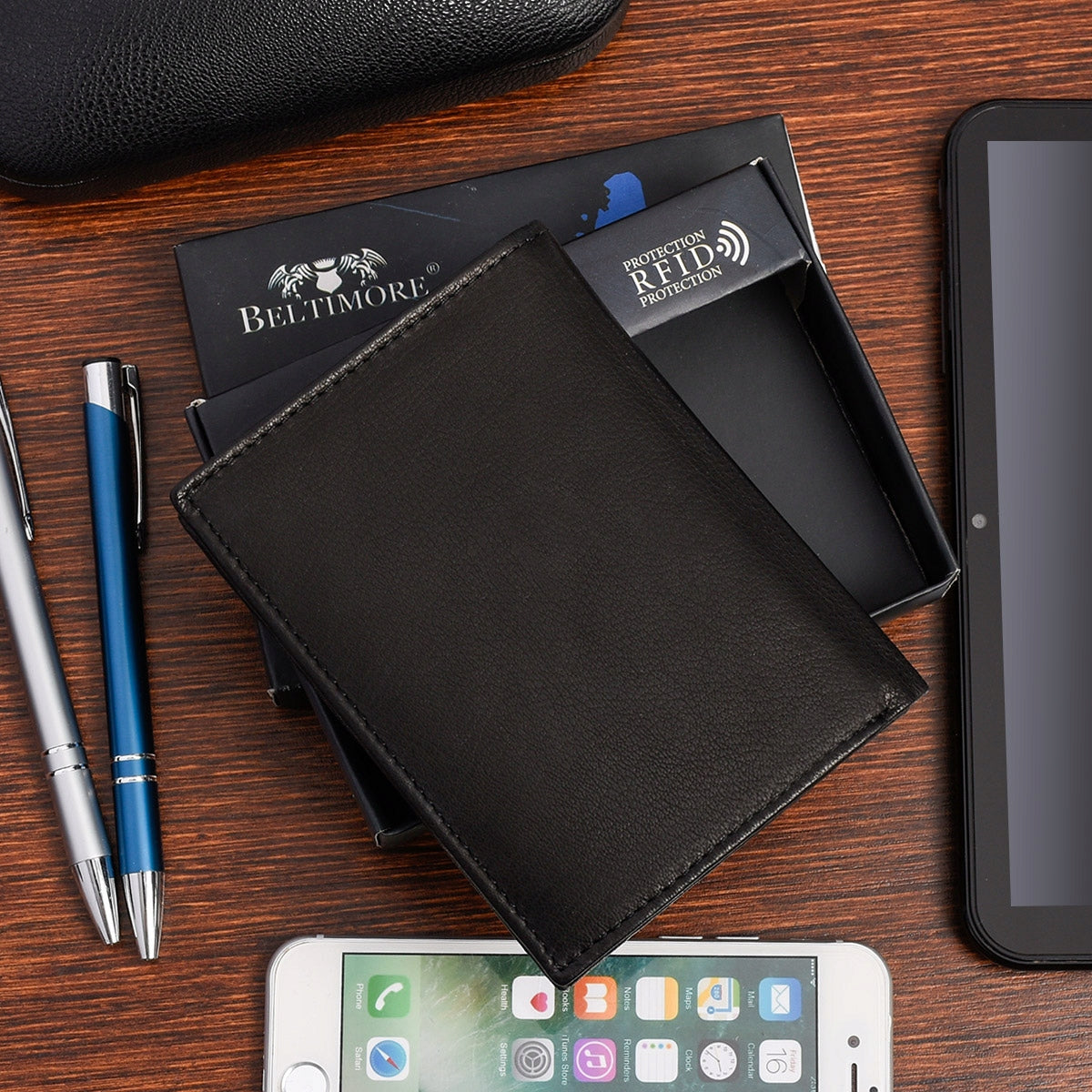 Vyriškas odinis piniginės ir diržo komplektas Beltimore