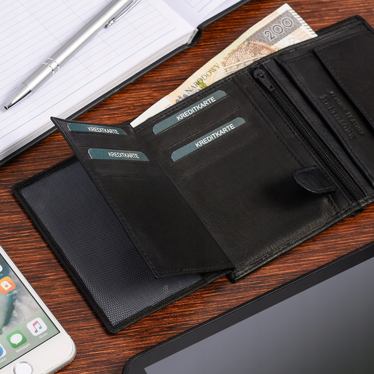 Vyriškas odinis piniginės ir diržo komplektas Beltimore