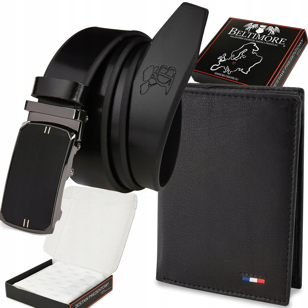 Vyriškas odinis piniginės ir diržo komplektas Beltimore