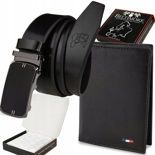 Vyriškas odinis piniginės ir diržo komplektas Beltimore
