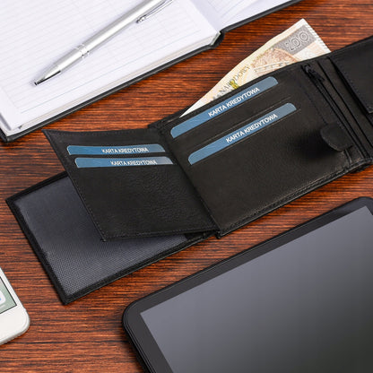 Vyriškas odinis dėklas-piniginė, klasikinis juodas, dovanų rinkinys Beltimore