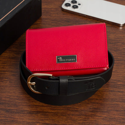 Dovanų rinkinys moteriškas odinis diržas, piniginė, dėžutė premium Beltimore