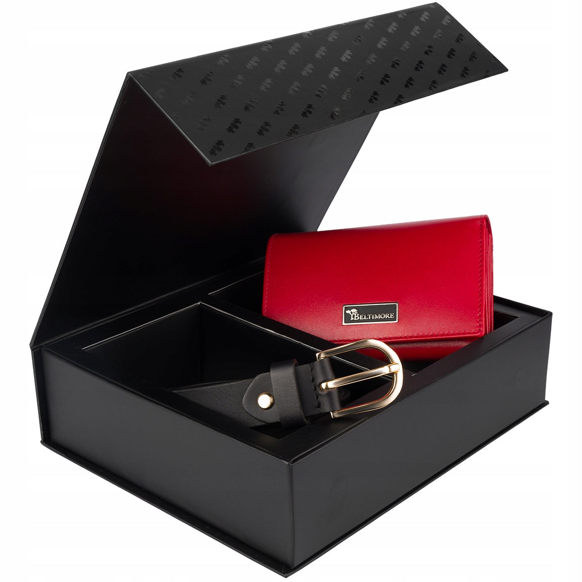 Dovanų rinkinys moteriškas odinis diržas, piniginė, dėžutė premium Beltimore