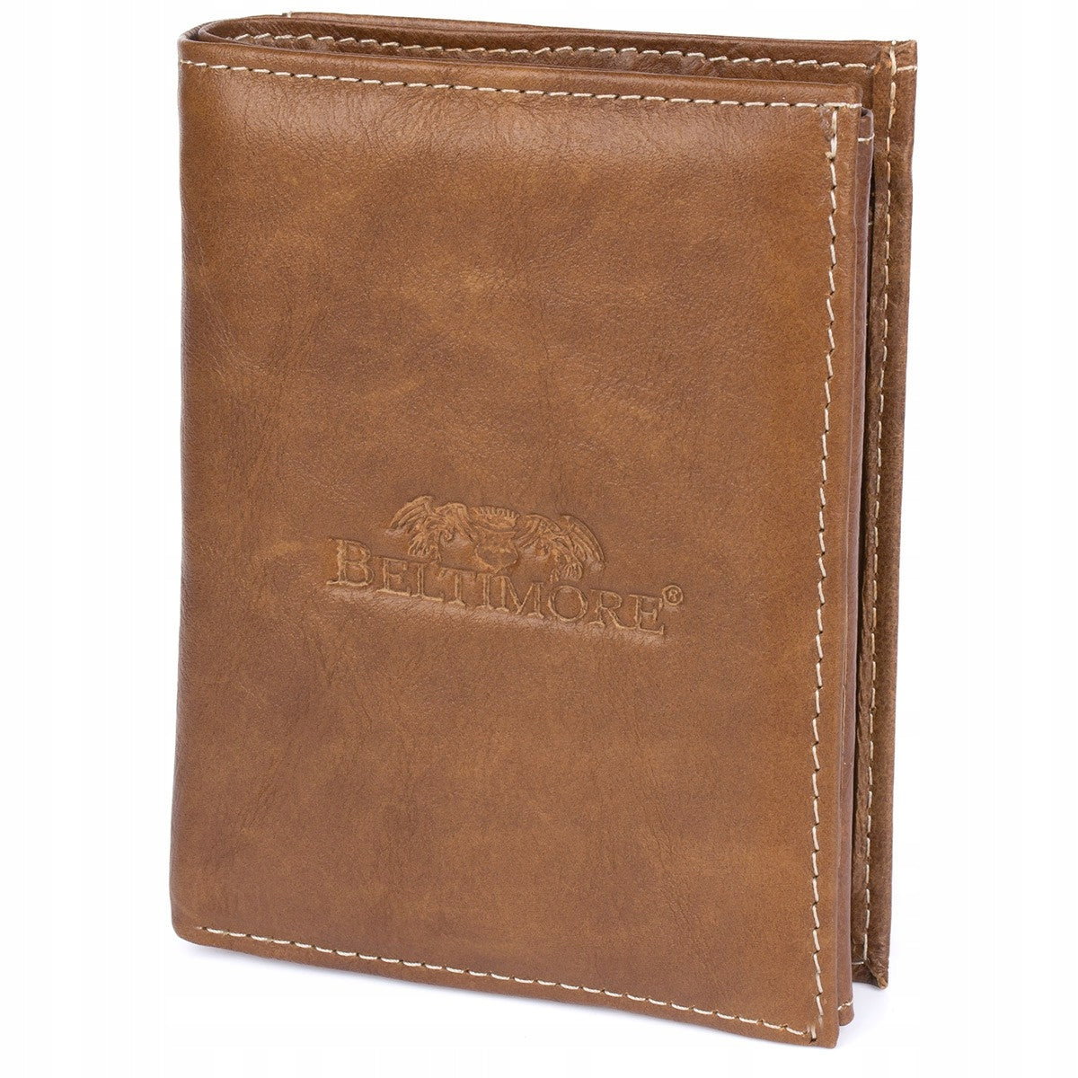 Vyriškas odinis diržo ir piniginės rinkinys rudos spalvos dėžutėje Beltimore