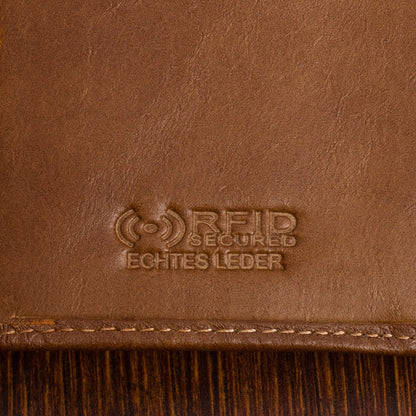 Vyriškas odinis diržo ir piniginės rinkinys rudos spalvos dėžutėje Beltimore