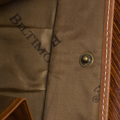 Vyriškas odinis diržo ir piniginės rinkinys rudos spalvos dėžutėje Beltimore