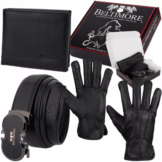 Vyriškas odinis diržas, piniginė, dėžutė, premium dovanų rinkinys Beltimore