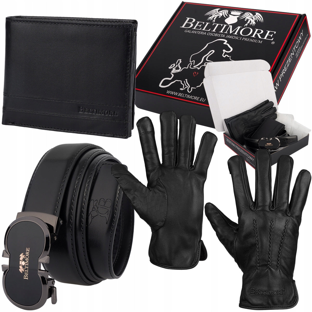 Vyriškas odinis diržas, piniginė, dėžutė, premium dovanų rinkinys Beltimore