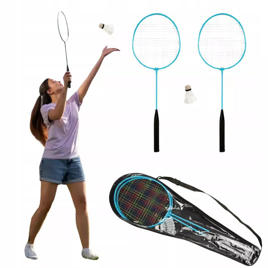 Badmintono rinkinys – 2 raketės, plunksninė, dėklas