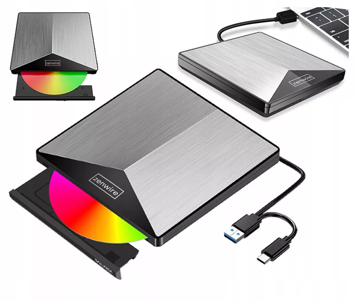 Išorinis DVD CD USB-C 3.0 grotuvas rašytuvas nešiojamam kompiuteriui