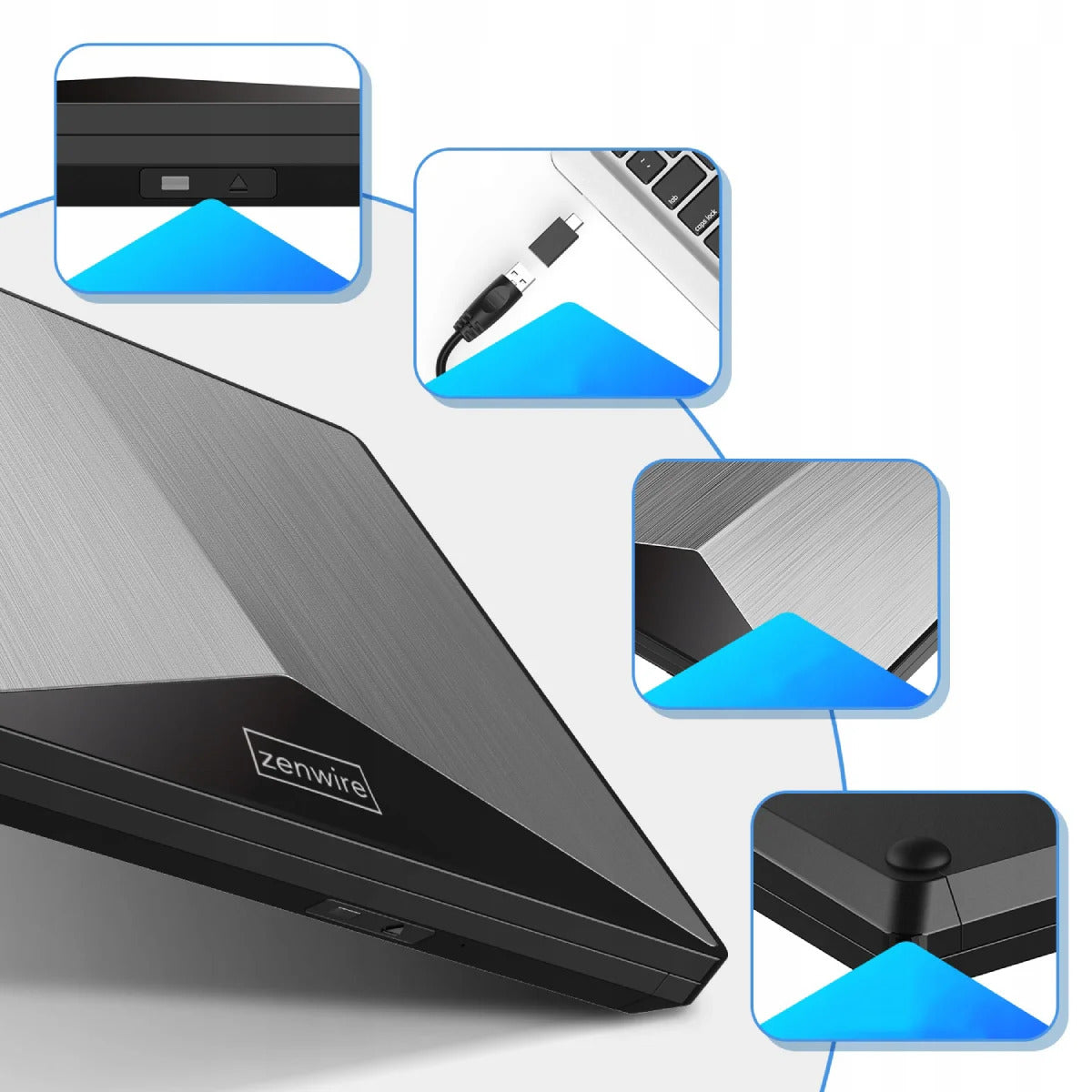 Išorinis DVD CD USB-C 3.0 grotuvas rašytuvas nešiojamam kompiuteriui