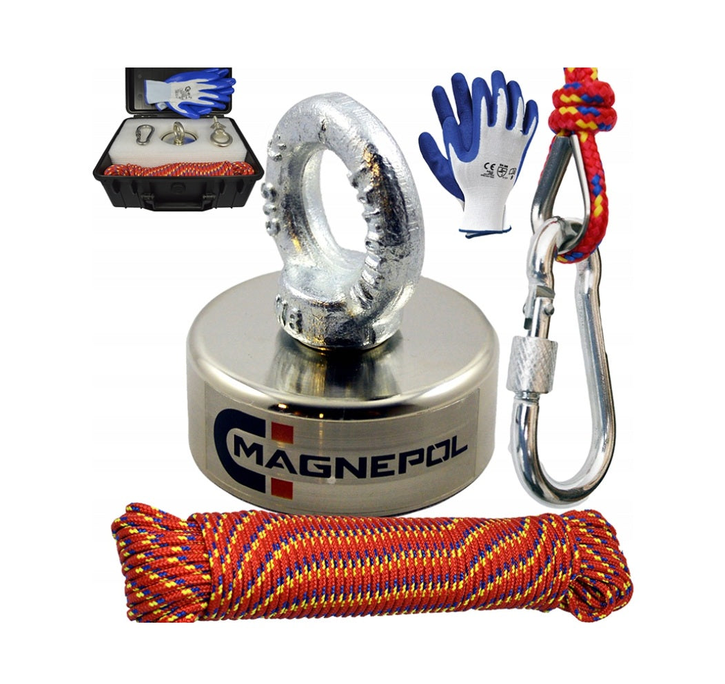 Žvejybinis neodimio magnetas (120kg) rinkinys su lagaminu