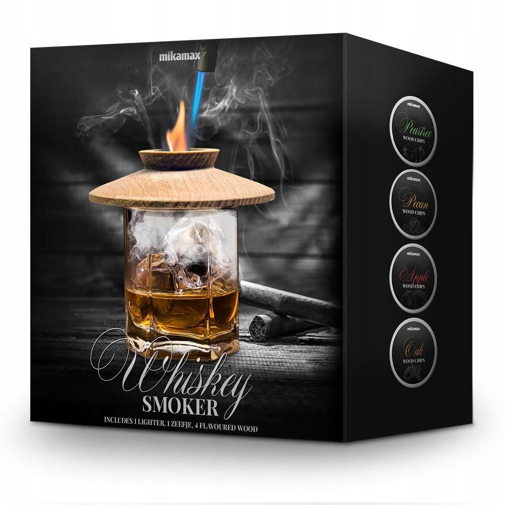 RŪKYMO RINKINYS WHISKY SMOKER + MEDIENOS DROŽLĖS - DOVANA VAIKINUI, VYrui