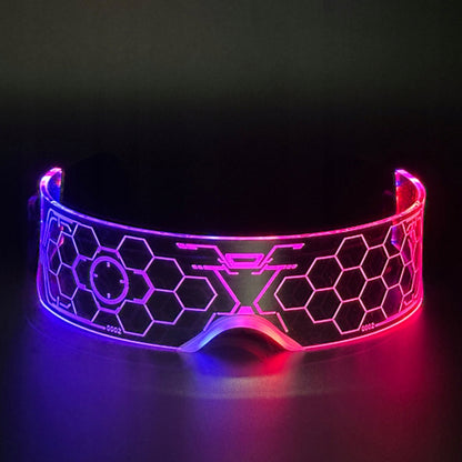 RGB LED akiniai, šviečiantys 7 spalvomis, vakarėliui, "Cyberpunk", neoniniai, festivaliui