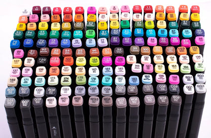 Alkoholiniai markeriai 168 vnt. Dvipusiai Pro markeriai + krepšys