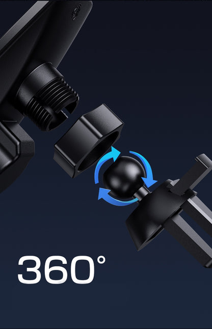 Automobilinis laikiklis telefonui su belaidžiu įkrovikliu, priekiniam stiklui, grotelėms, prietaisų skydeliui