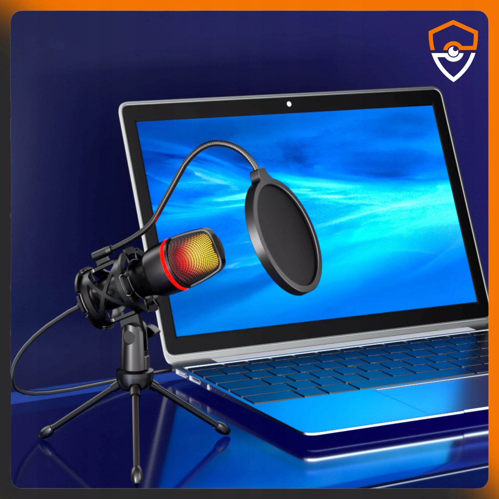 USB žaidimų mikrofonas su RGB apšvietimu ir stovu