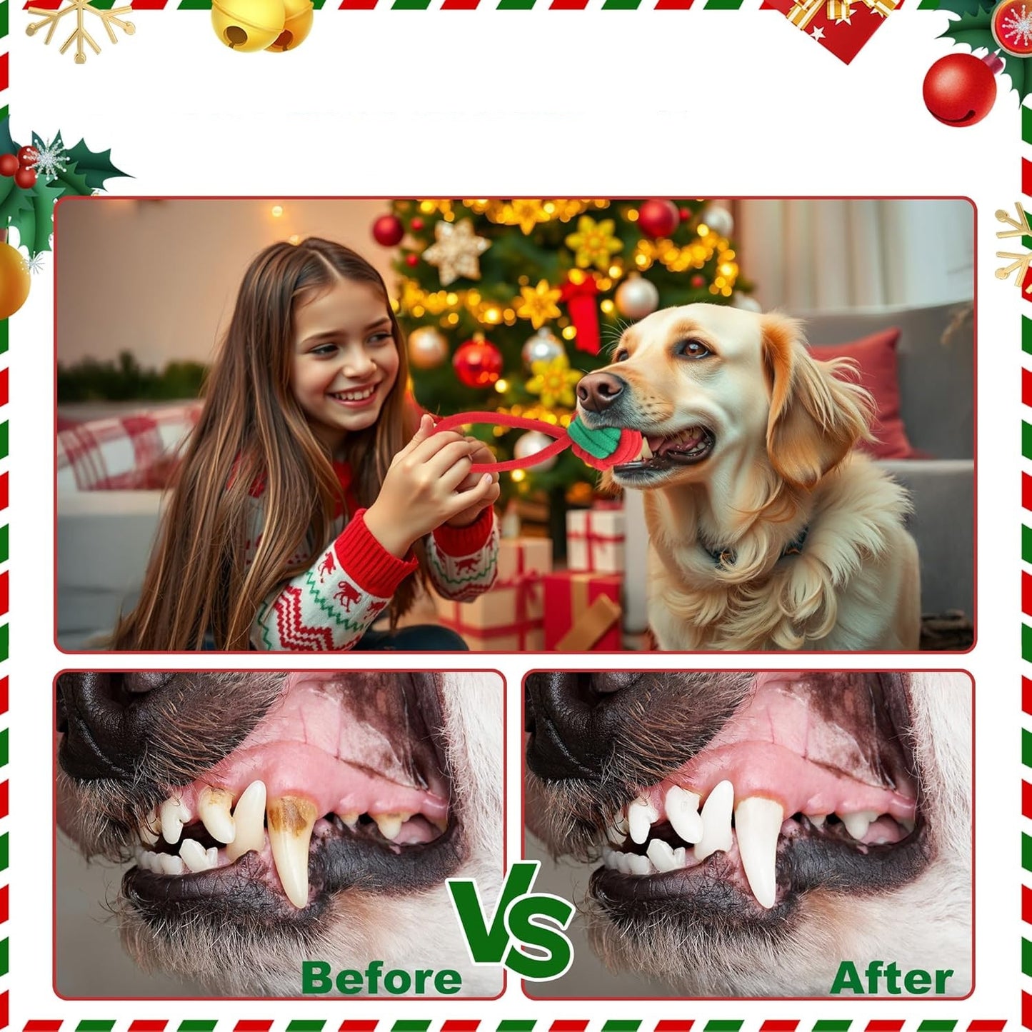 KALĖDINIAI ŠUNŲ ŽAISLAI Rinkinys 8 Kramtomieji žaislai Kalėdinė dovana