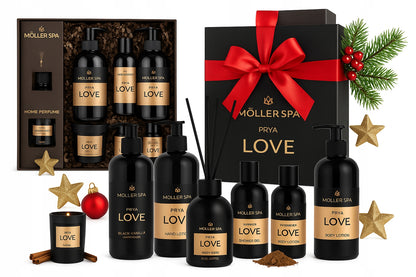 Kalėdinis dovanų rinkinys MOLLER SPA kvapusis žvakių, šampūno, dušo želė ir difuzoriaus rinkinys