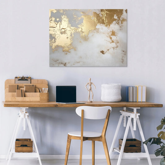 Abstraktus auksinis paveikslas ant drobės svetainei, miegamajam ir virtuvei, 100 × 70 cm