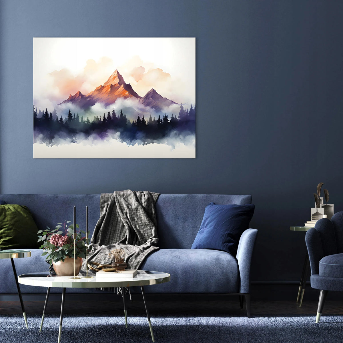 Abstraktus kalnų paveikslas ant drobės svetainei ir miegamajam, 120 × 80 cm
