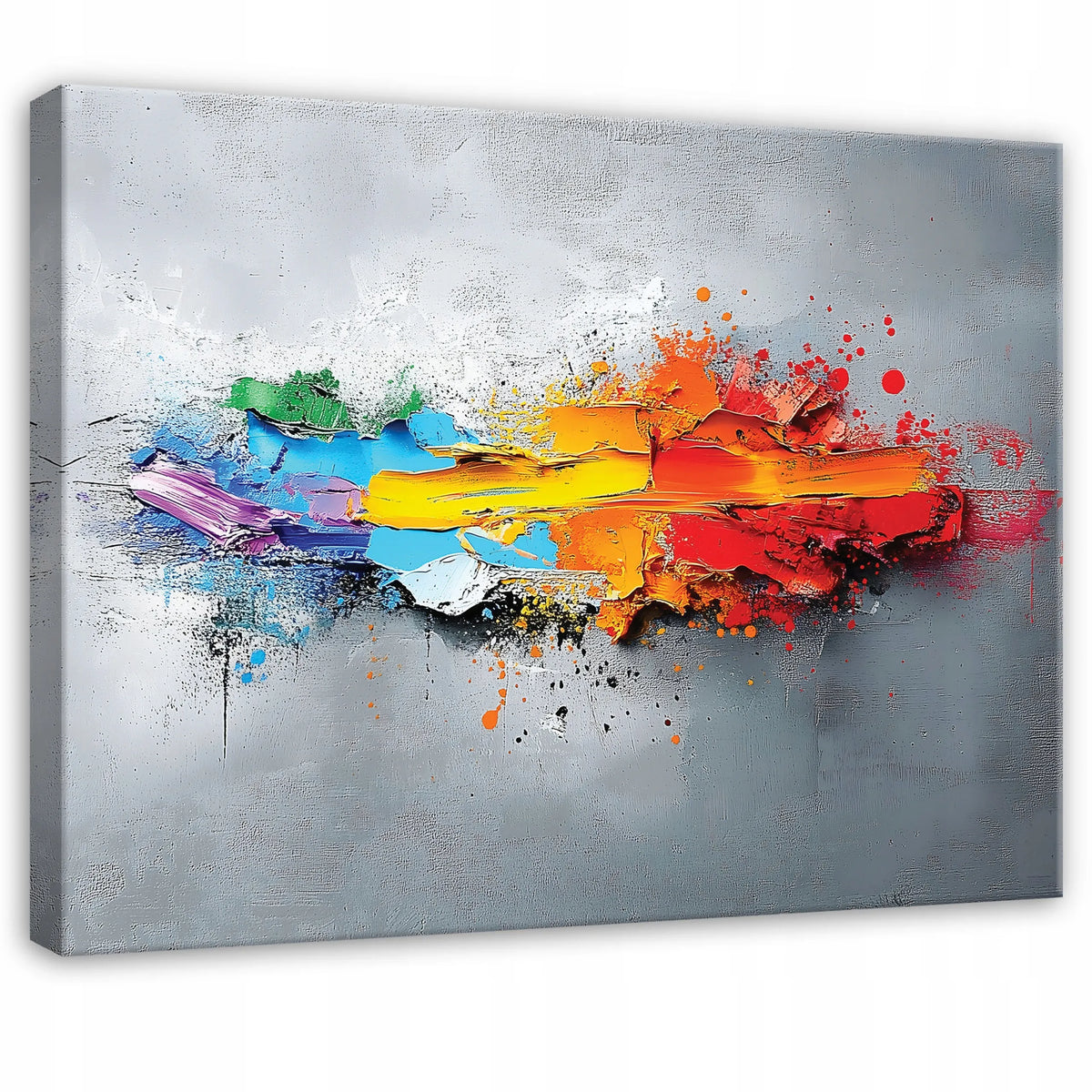 Abstraktus pilkas ir spalvingas paveikslas miegamajam, svetainei ar virtuvei ant drobės 100 × 70 cm
