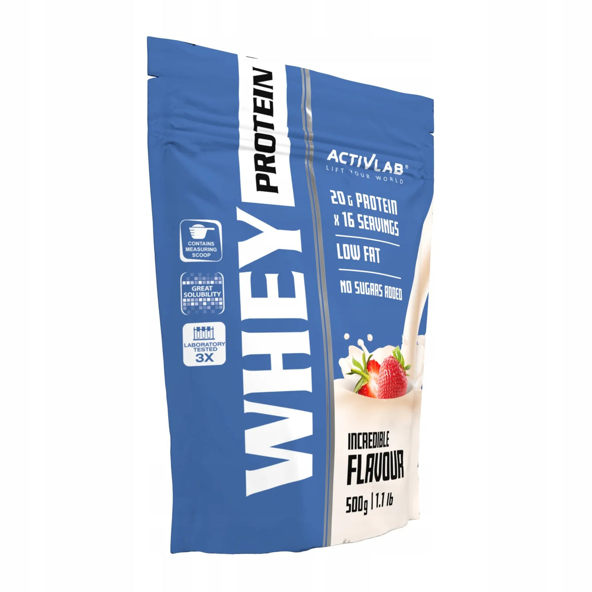Activlab Whey Protein WPC išrūgų baltymai, braškių skonio, 500 g